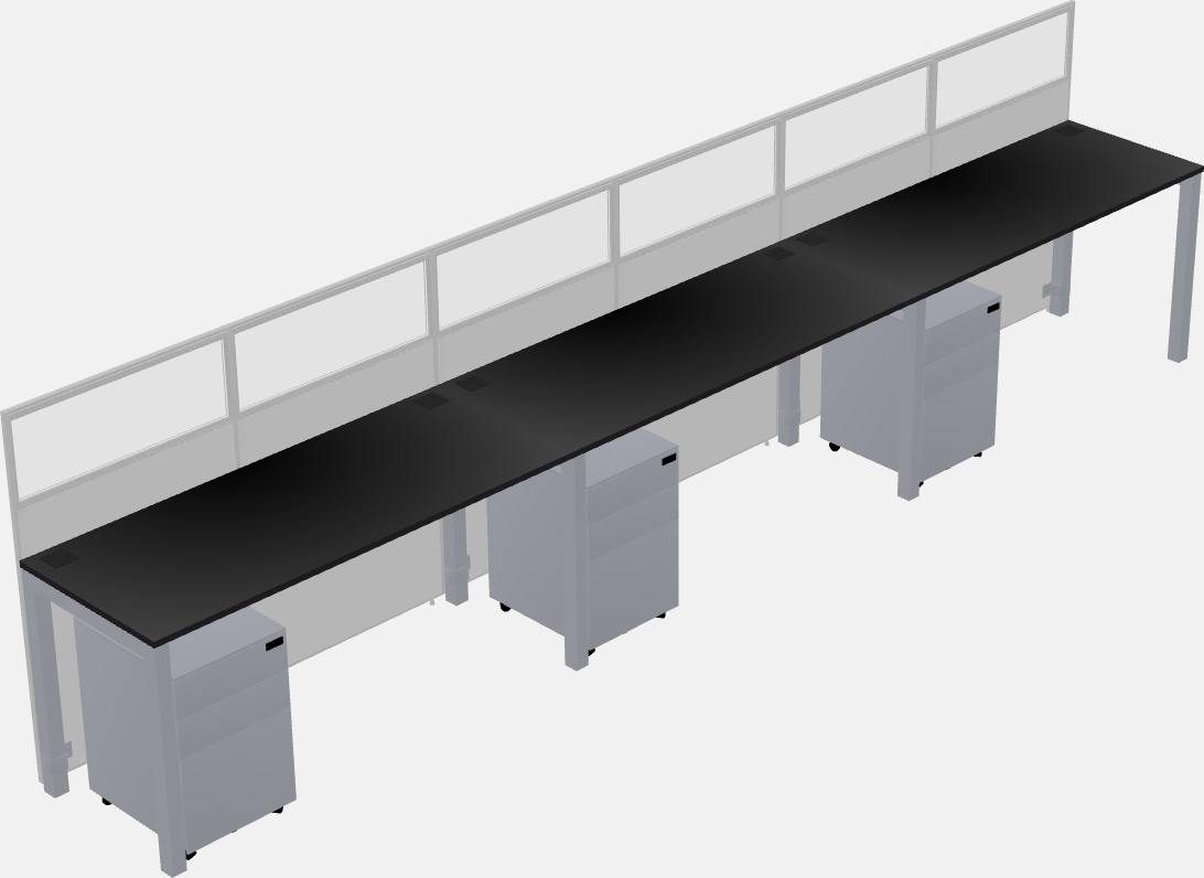 Cubículo rectangular compartido