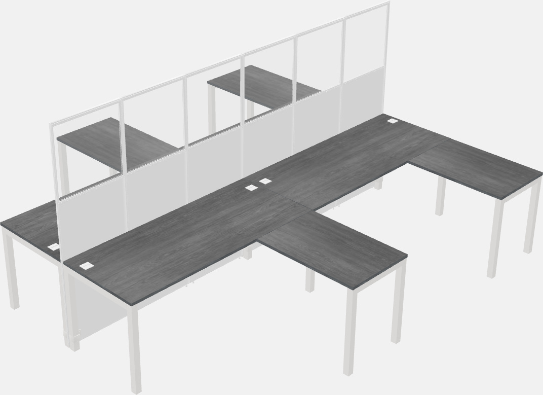 Nakabahaging l-shaped na cubicle