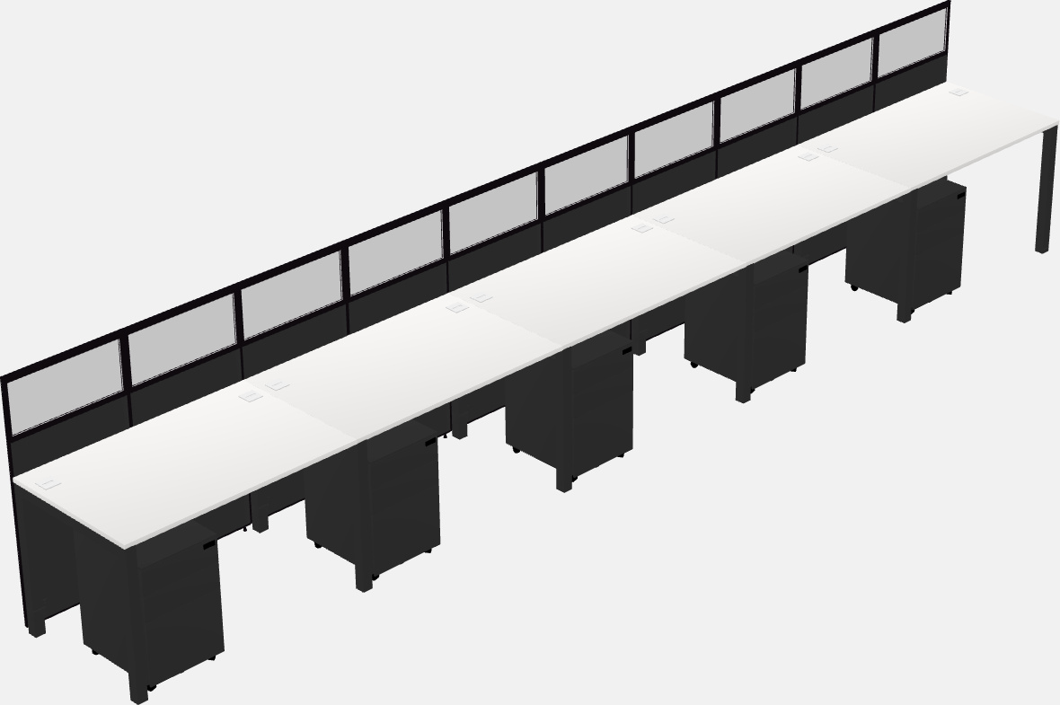 Cubículo rectangular compartido