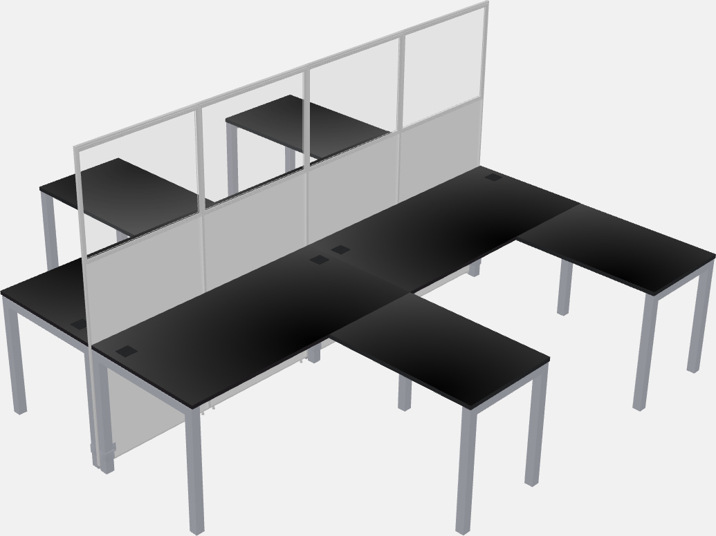 Nakabahaging l-shaped na cubicle