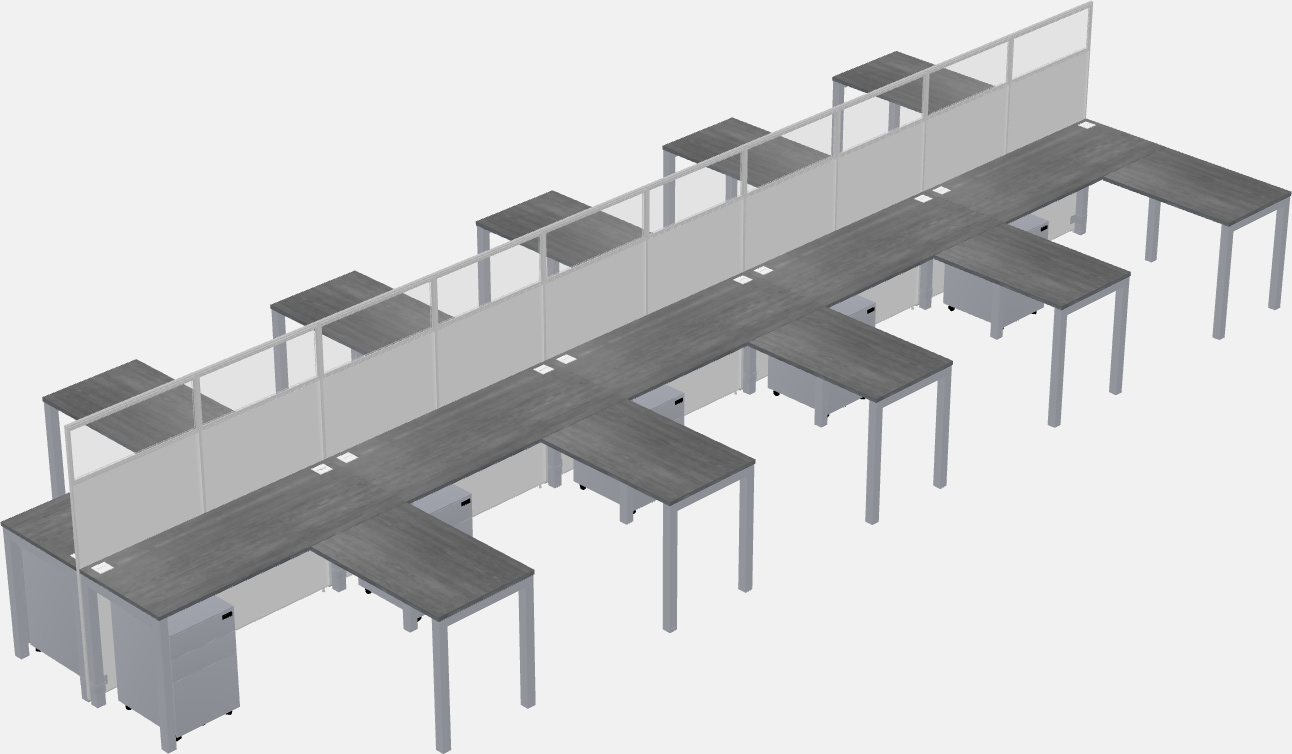 Shared l-shaped cubicle