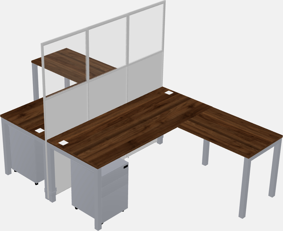 Nakabahaging l-shaped na cubicle