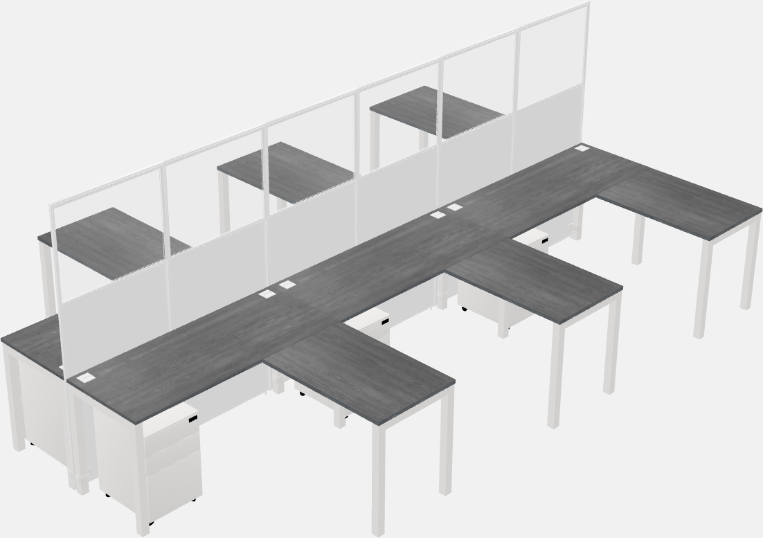 Nakabahaging l-shaped na cubicle