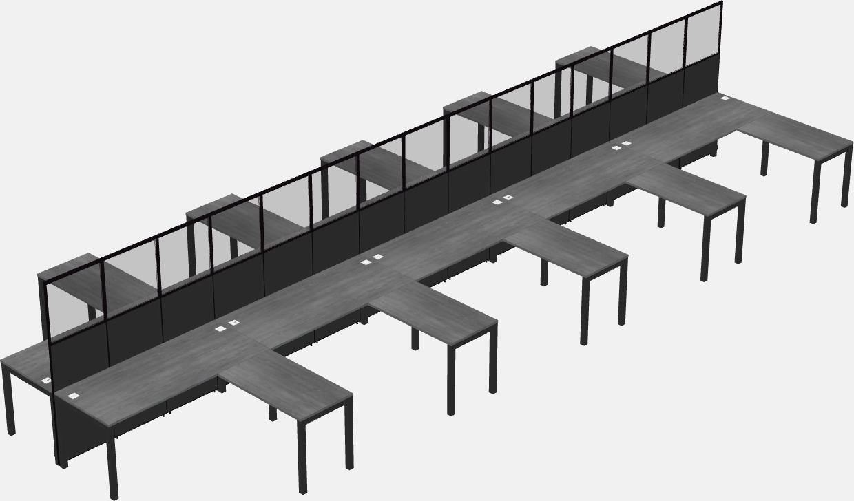 Shared l-shaped cubicle