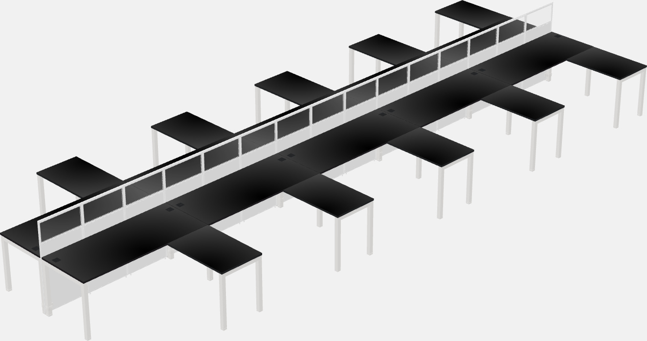 Shared l-shaped cubicle