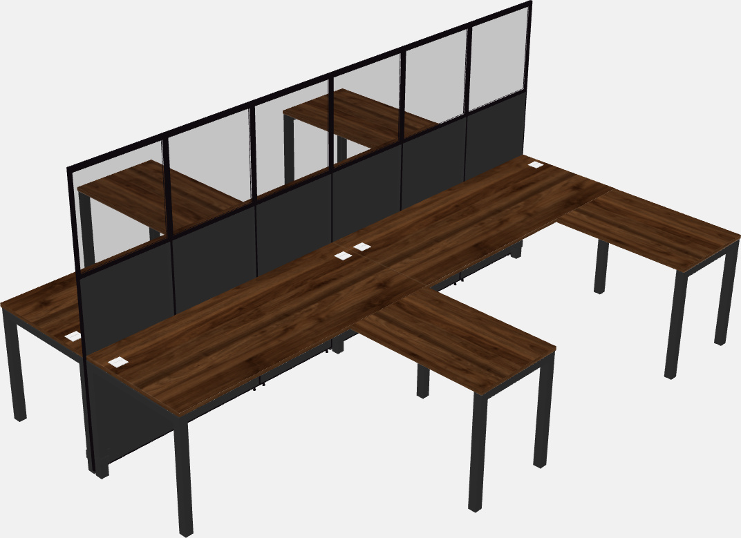 Nakabahaging l-shaped na cubicle