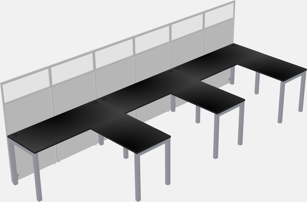 Nakabahaging l-shaped na cubicle