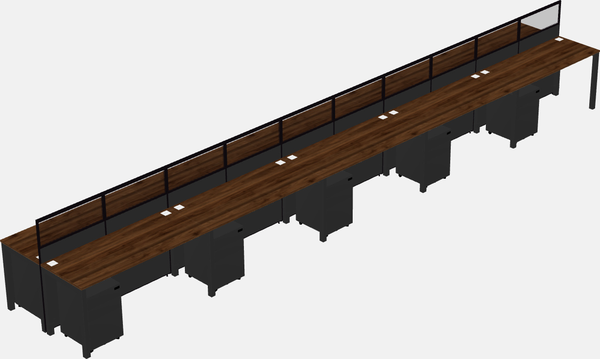 Cubículo rectangular compartido