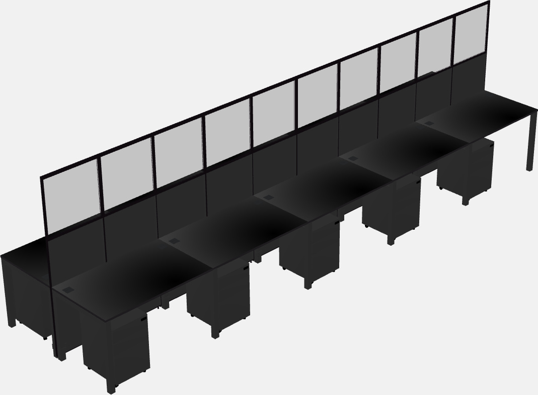 Cubículo rectangular compartido