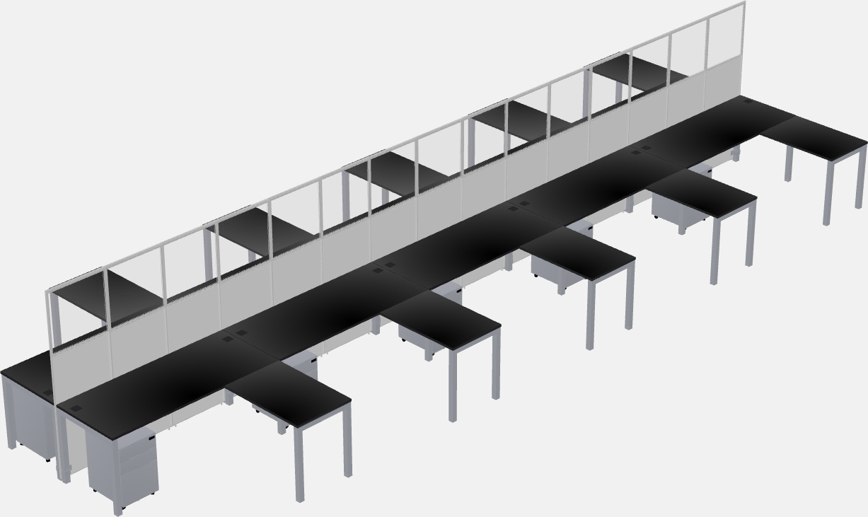 Shared l-shaped cubicle