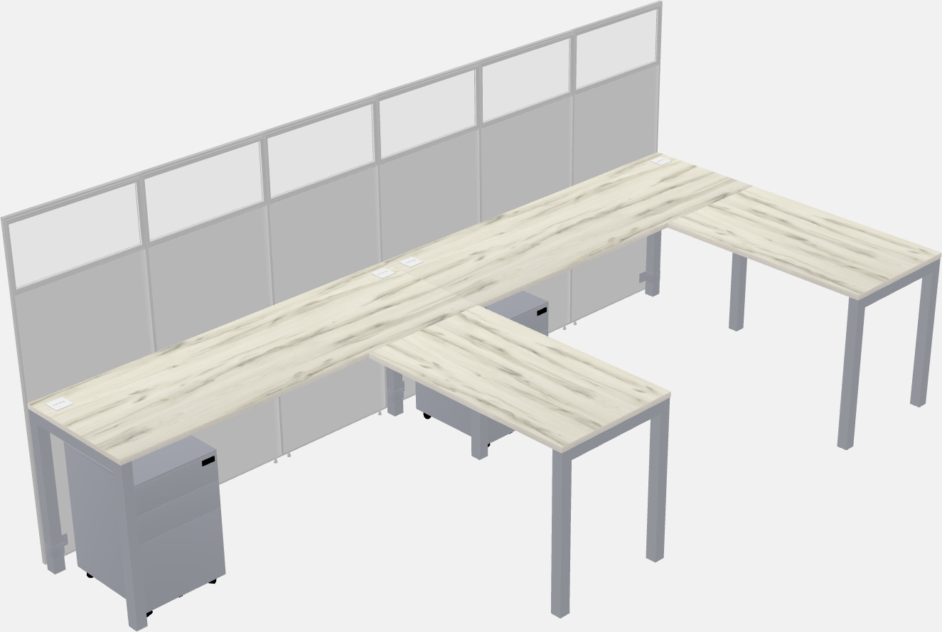 Nakabahaging l-shaped na cubicle