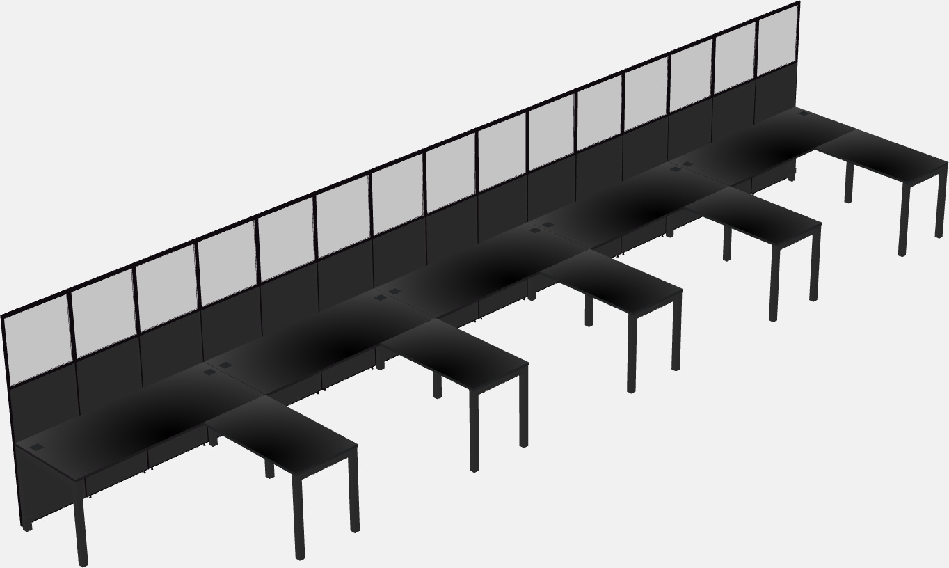 Cubículo compartido en forma de l