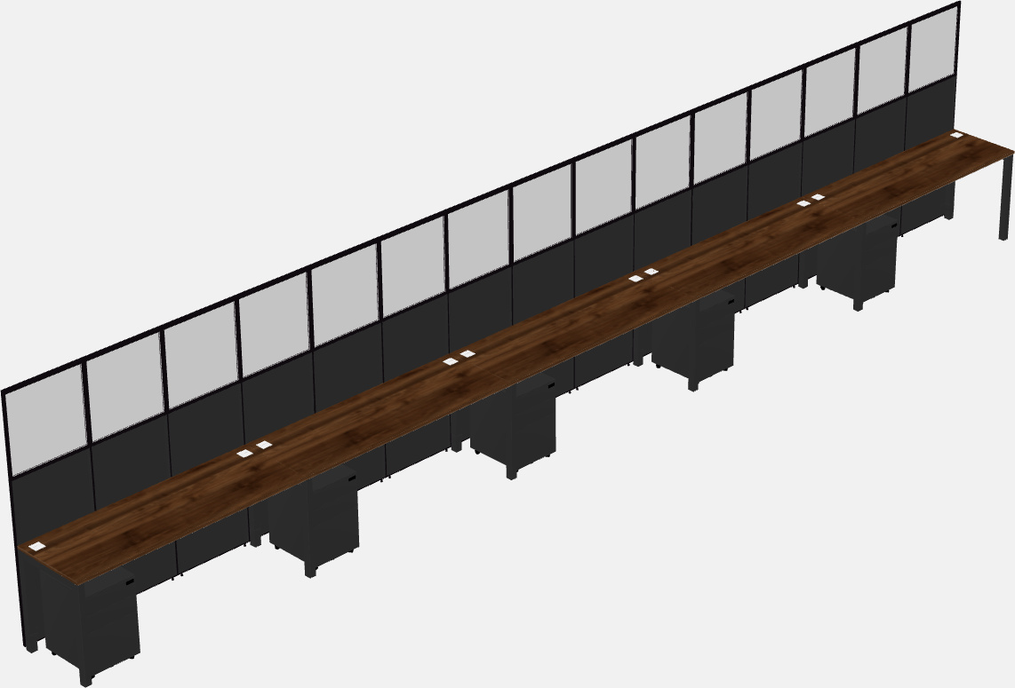 Cubículo rectangular compartido