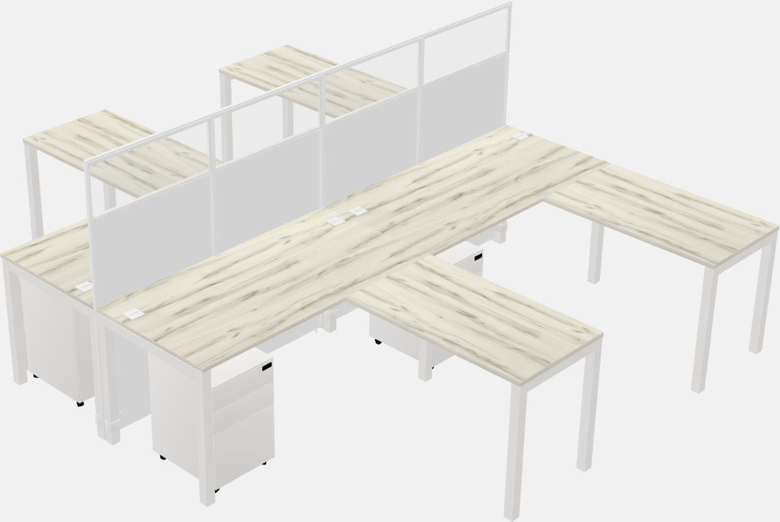 Nakabahaging l-shaped na cubicle