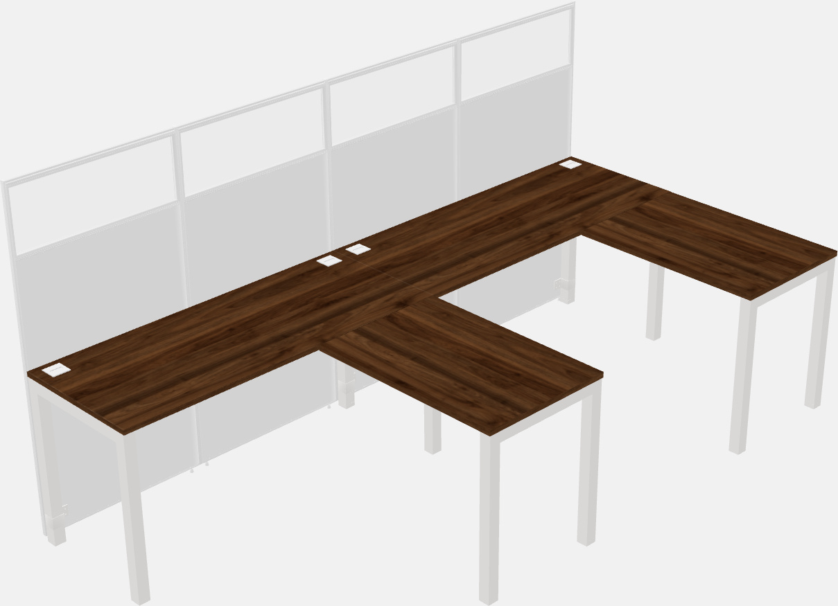 Nakabahaging l-shaped na cubicle