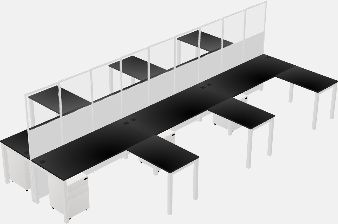 Nakabahaging l-shaped na cubicle