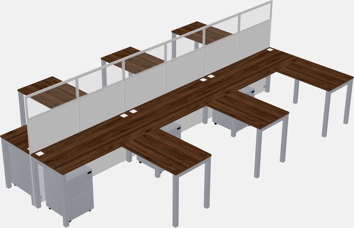 Nakabahaging l-shaped na cubicle