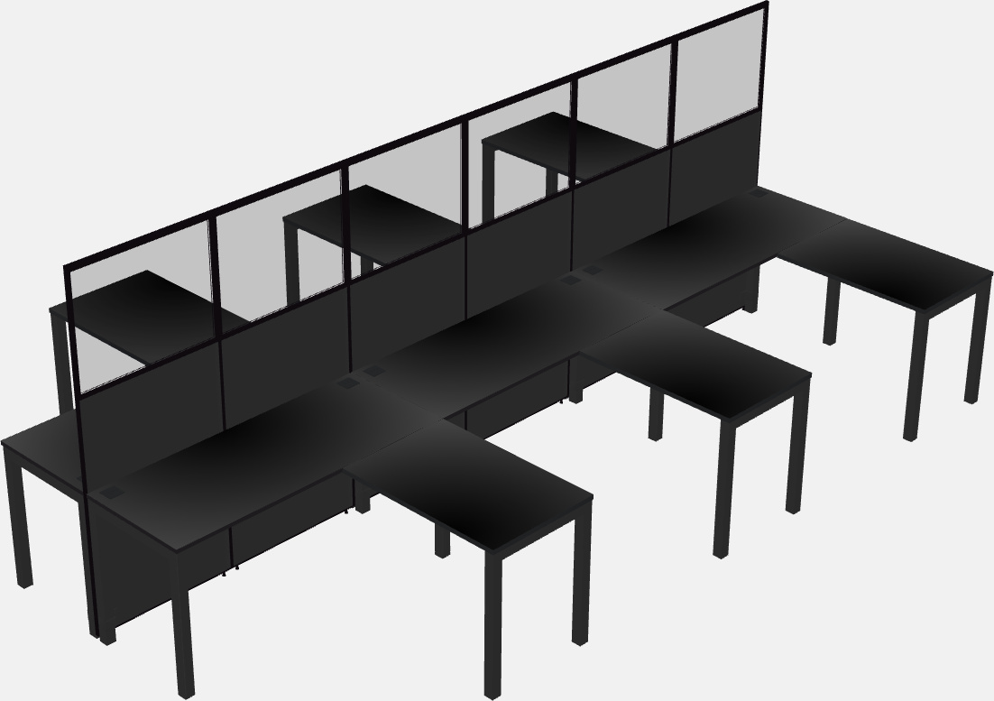 Shared l-shaped cubicle