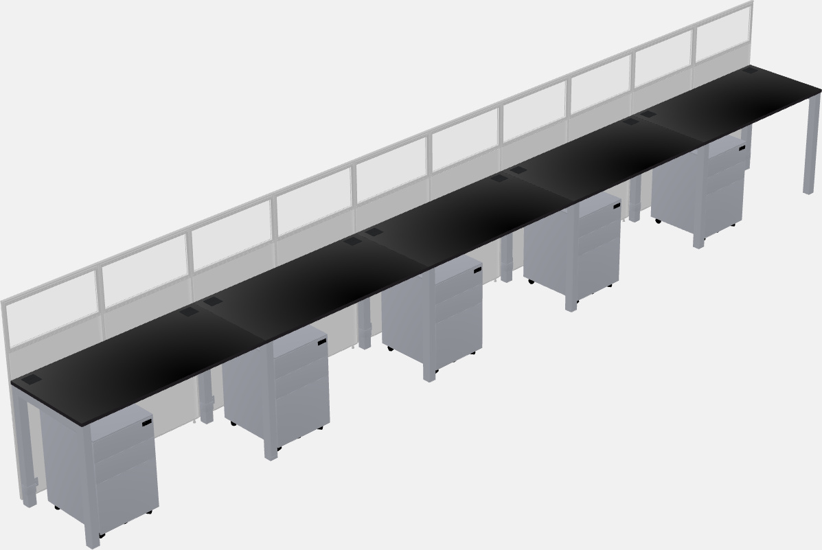 Cubículo rectangular compartido