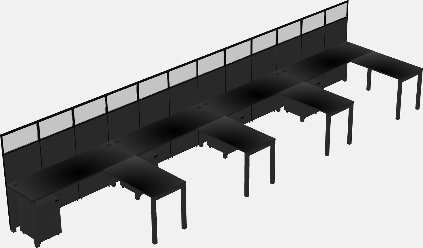 Shared l-shaped cubicle