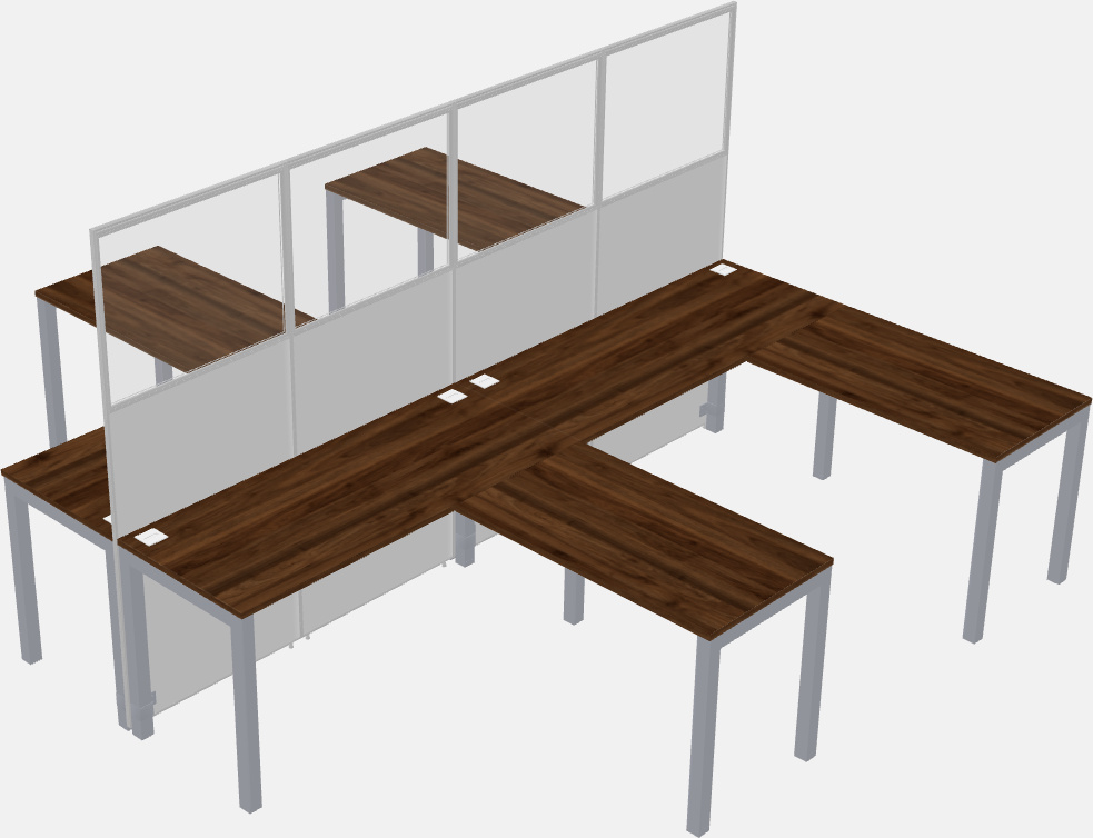 Nakabahaging l-shaped na cubicle