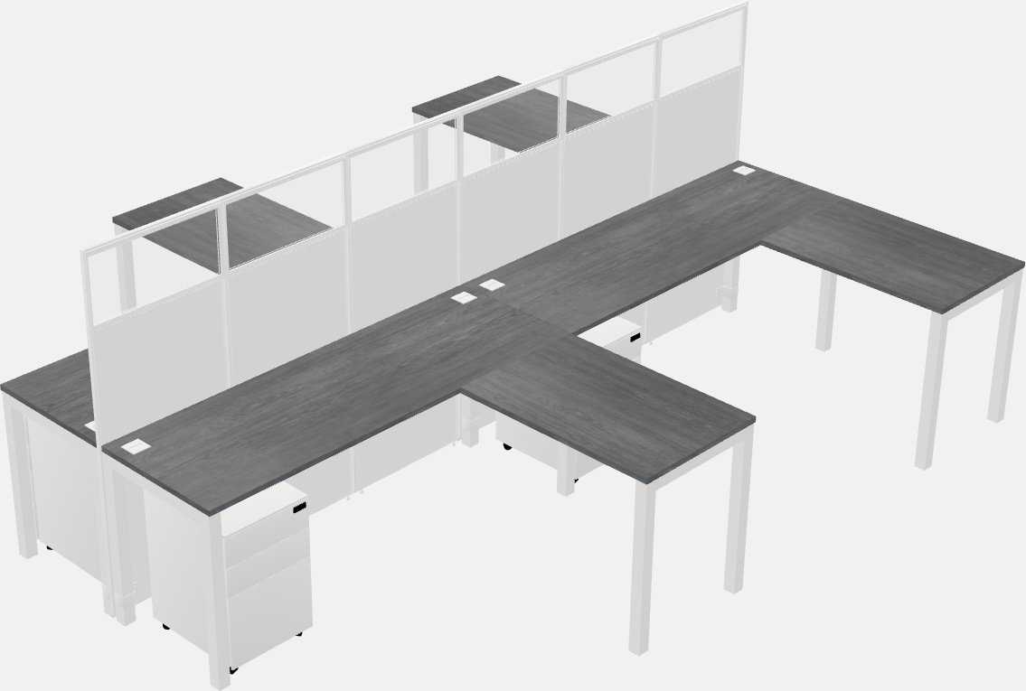 Nakabahaging l-shaped na cubicle