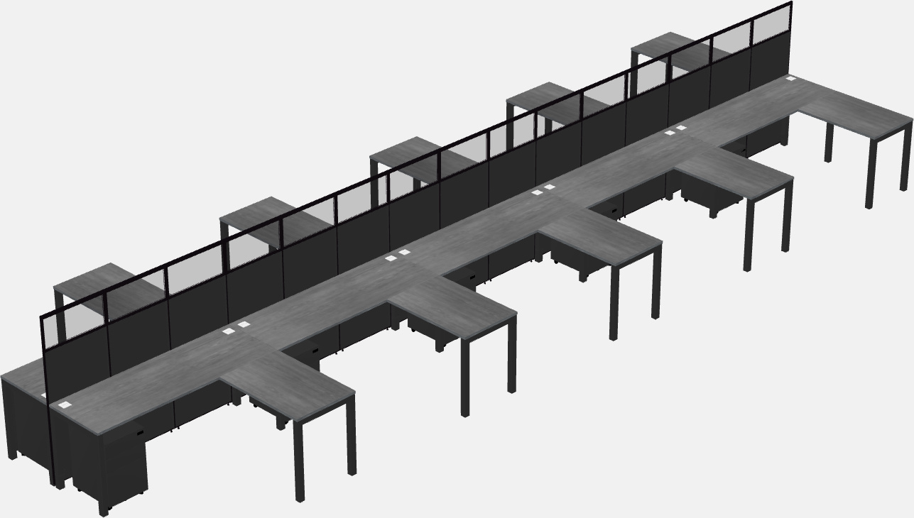 Shared l-shaped cubicle