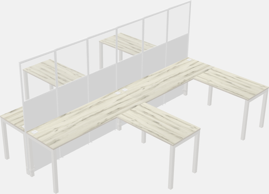 Nakabahaging l-shaped na cubicle