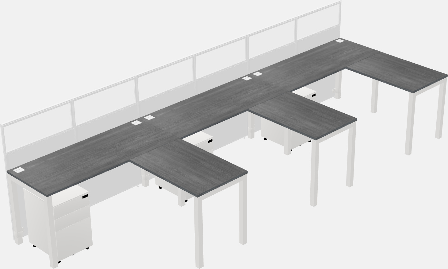 Shared l-shaped cubicle