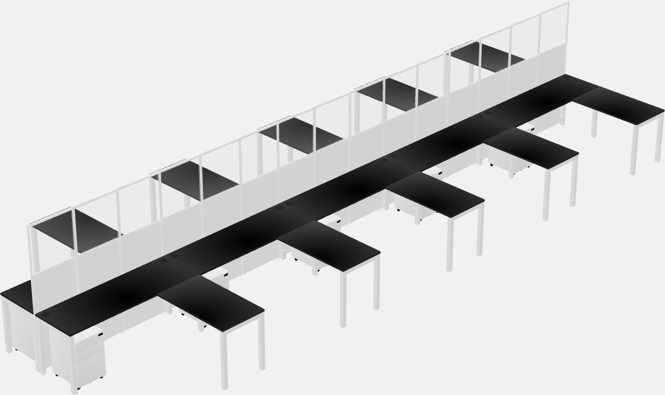 Nakabahaging l-shaped na cubicle