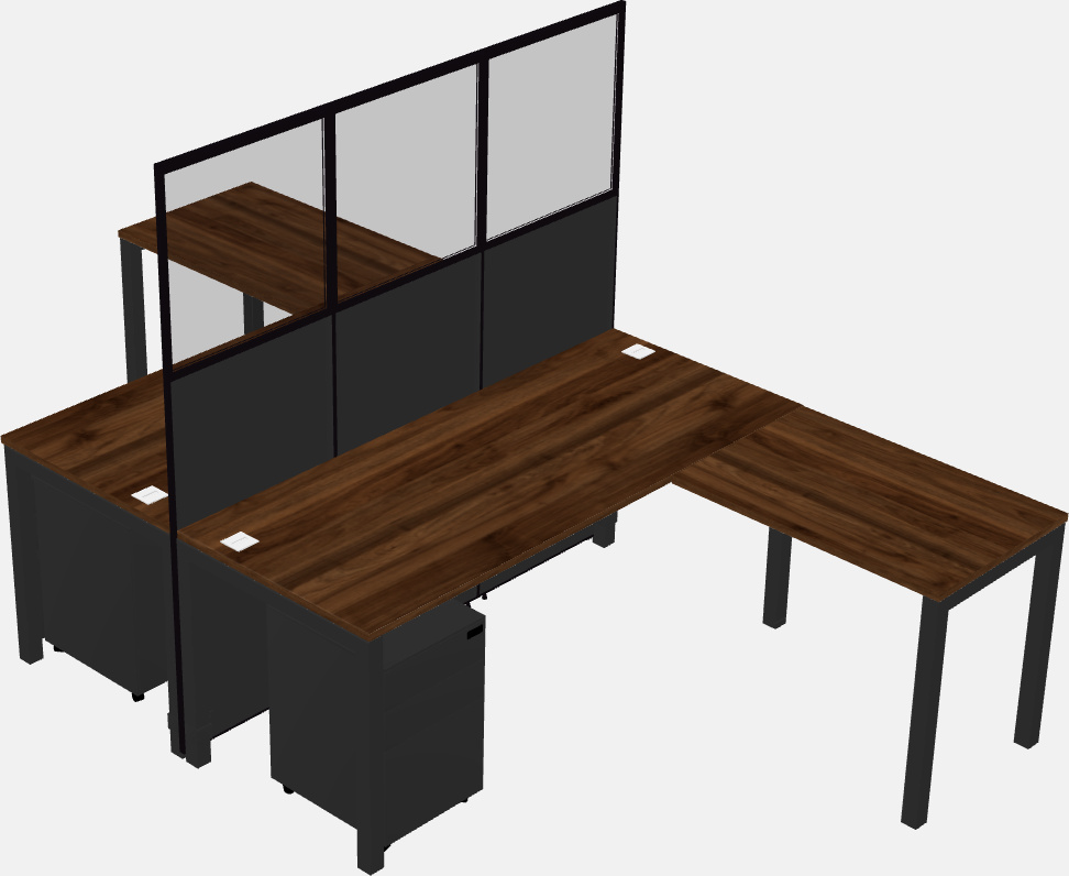 Nakabahaging l-shaped na cubicle