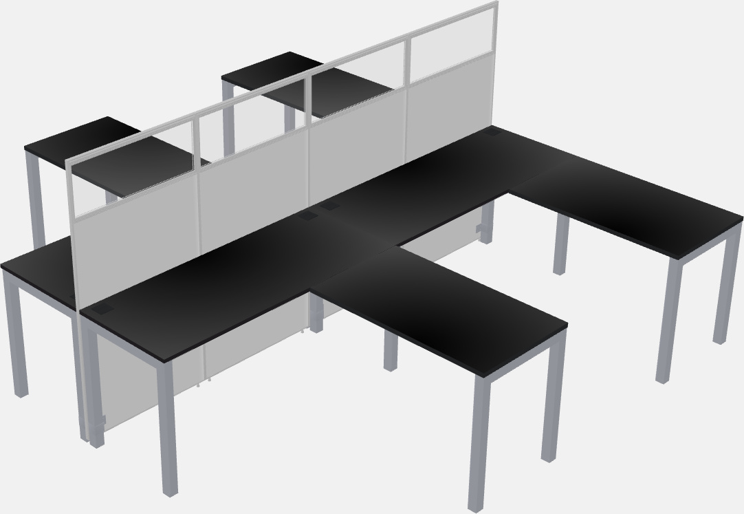 Nakabahaging l-shaped na cubicle