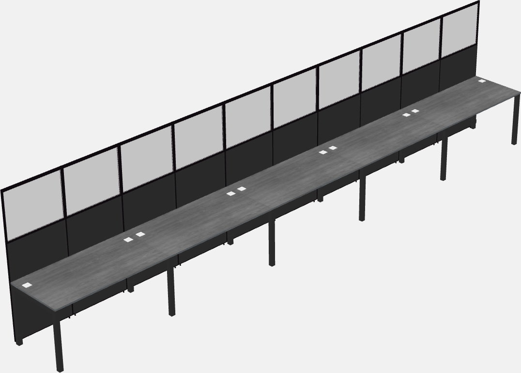 Cubículo rectangular compartido