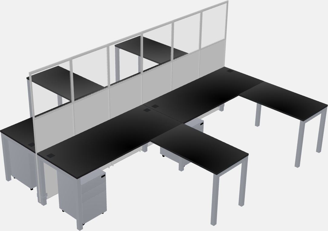 Nakabahaging l-shaped na cubicle