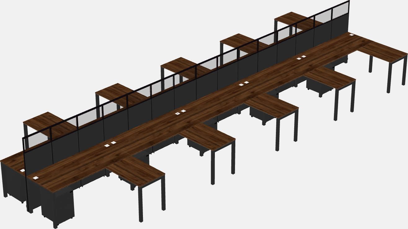 Shared l-shaped cubicle