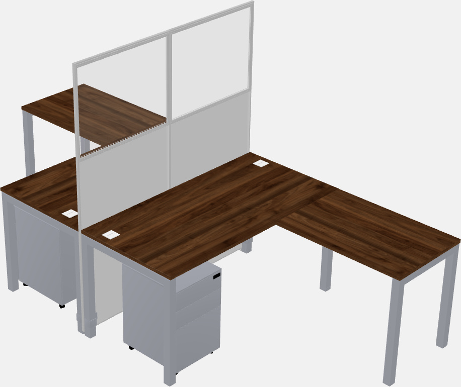 Nakabahaging l-shaped na cubicle