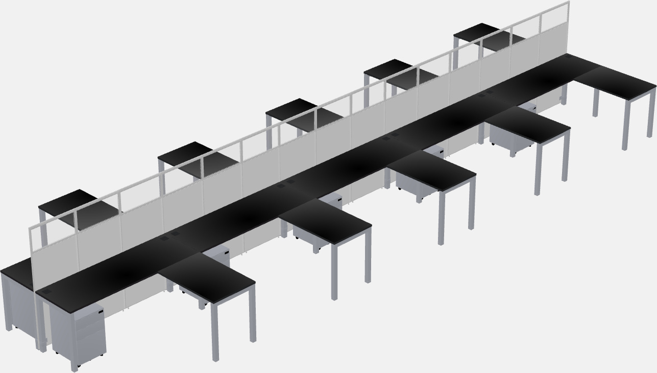 Shared l-shaped cubicle