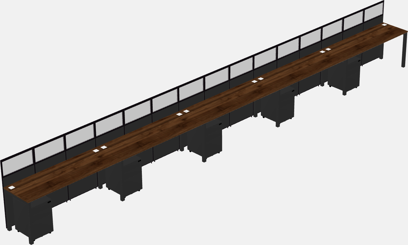 Cubículo rectangular compartido