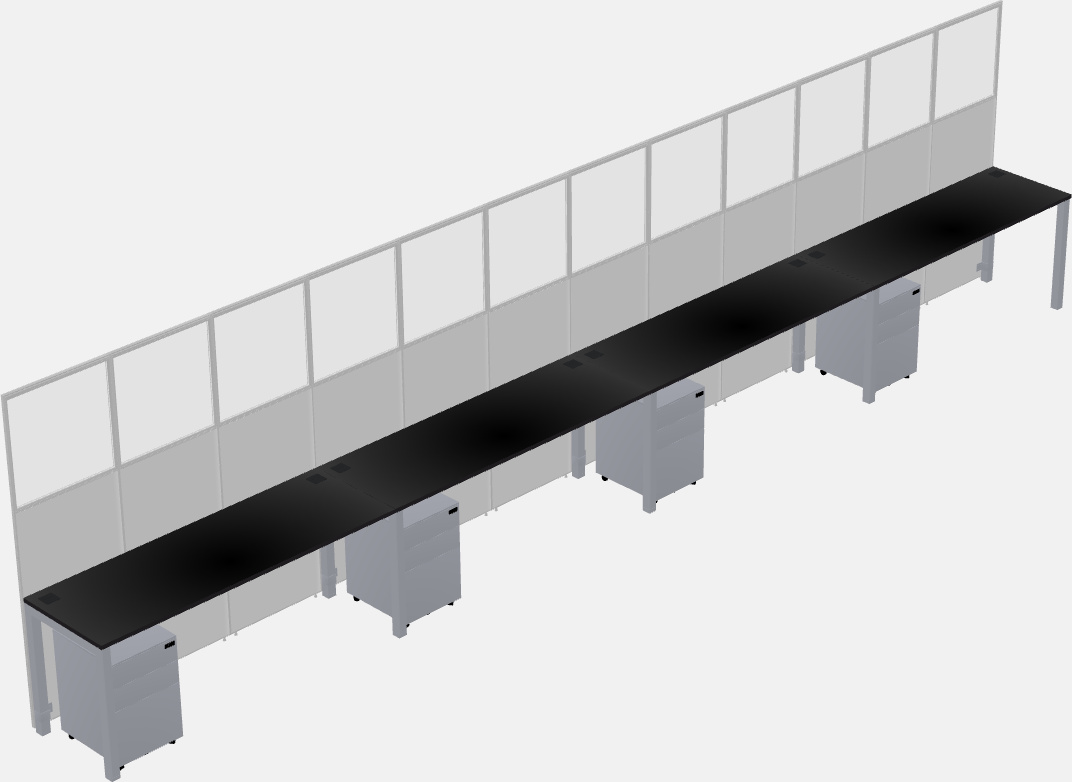 Cubículo rectangular compartido