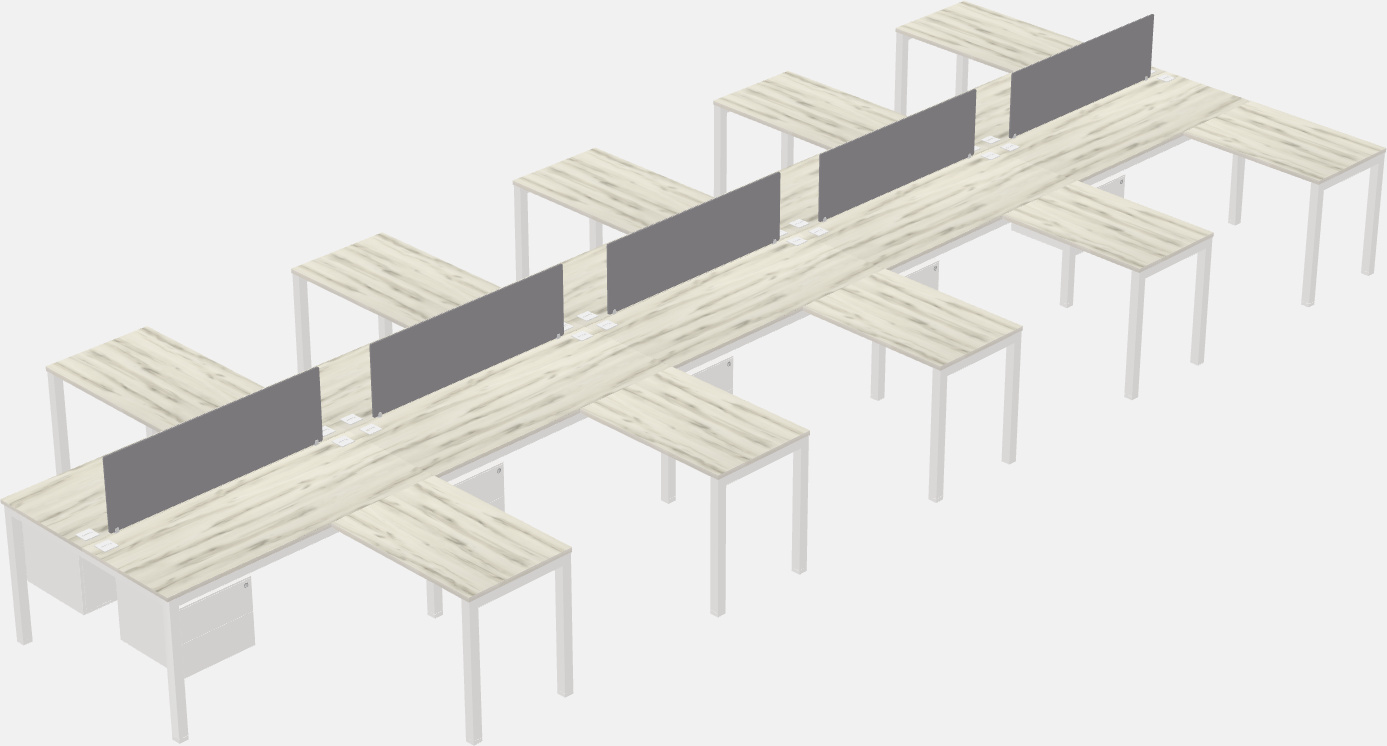 Nakabahaging l-shaped desk