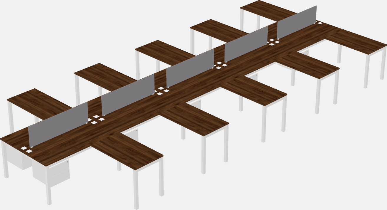 Nakabahaging l-shaped desk