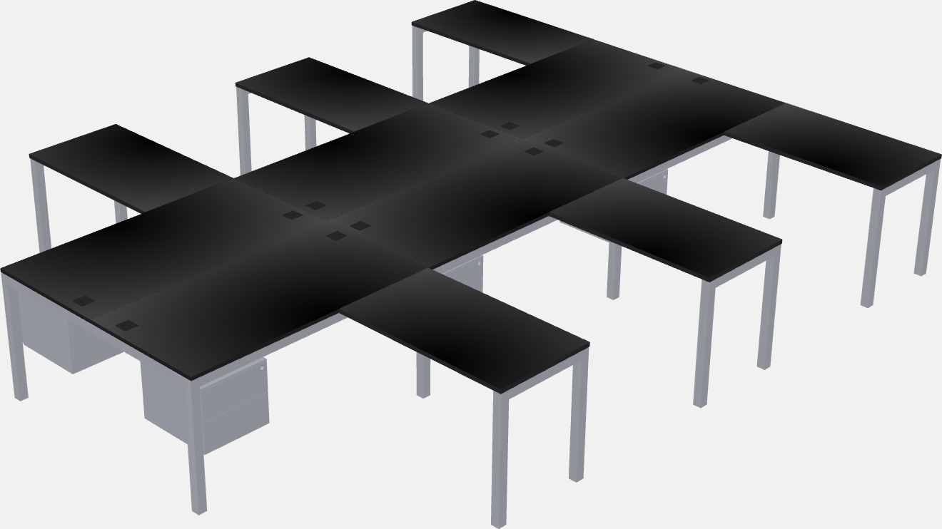 Mesa compartilhada em forma de l