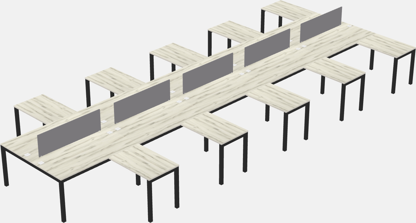 Nakabahaging l-shaped desk