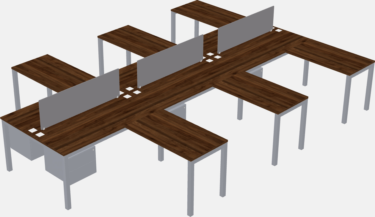 Mesa compartilhada em forma de l