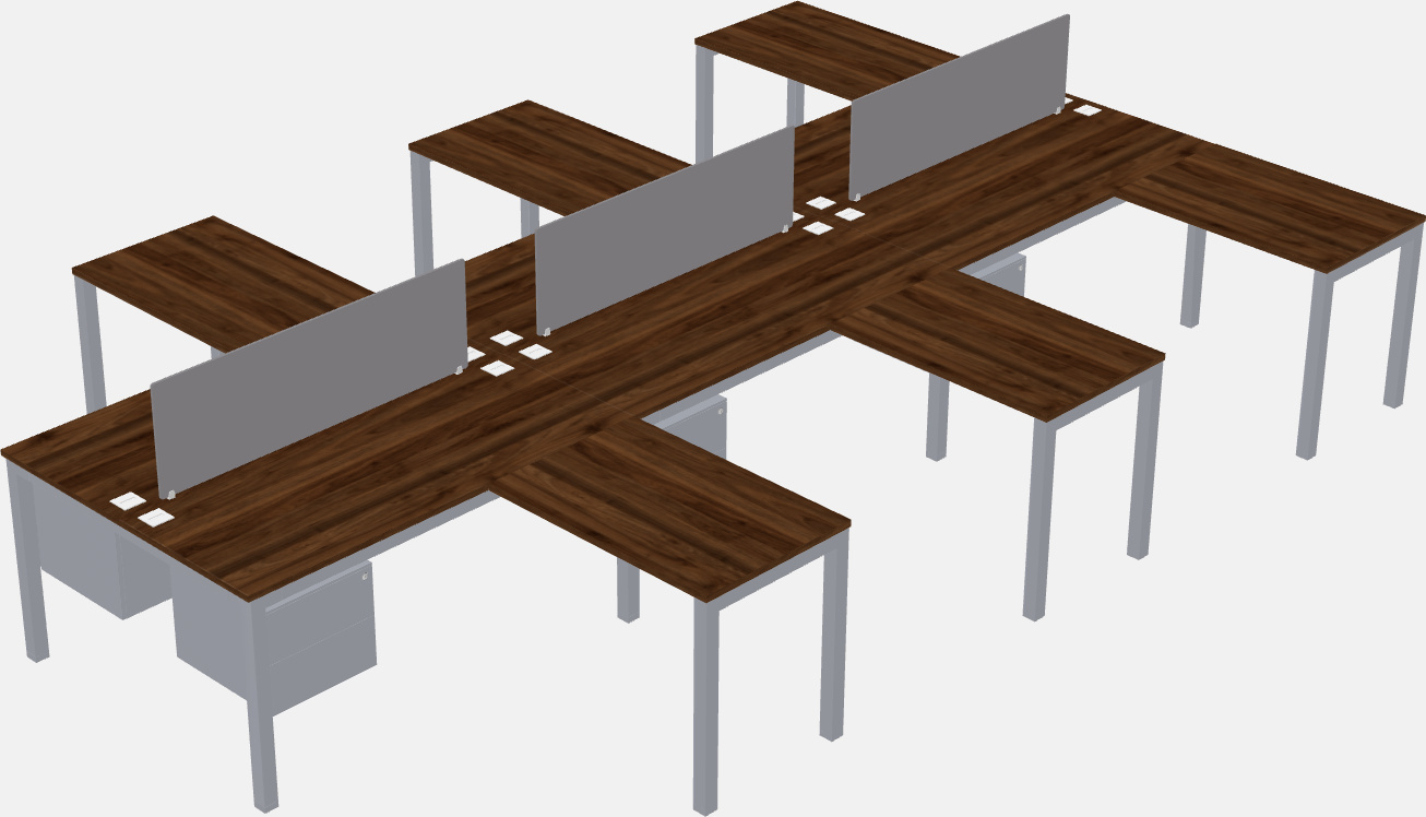 Nakabahaging l-shaped desk