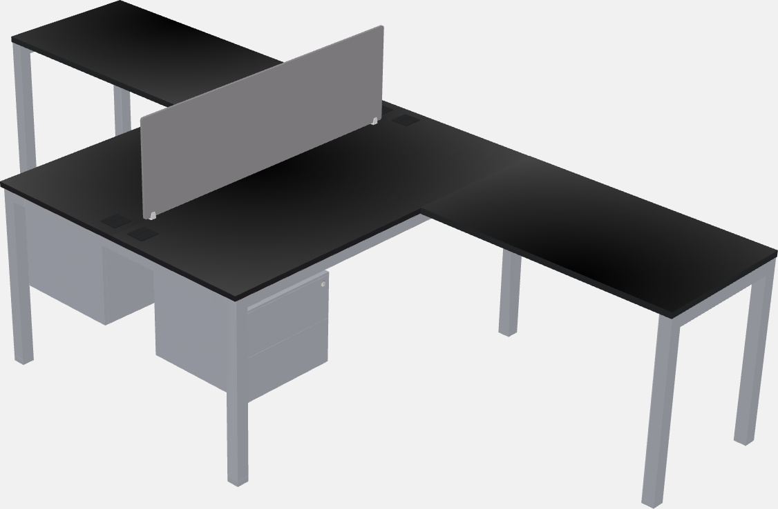 Nakabahaging l-shaped desk