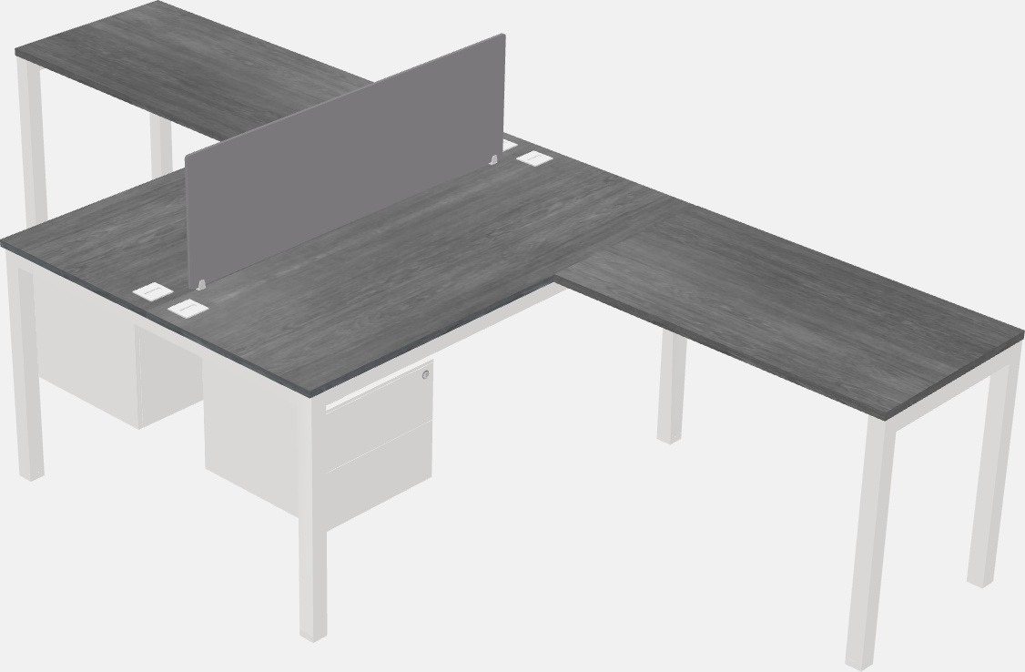 Nakabahaging l-shaped desk