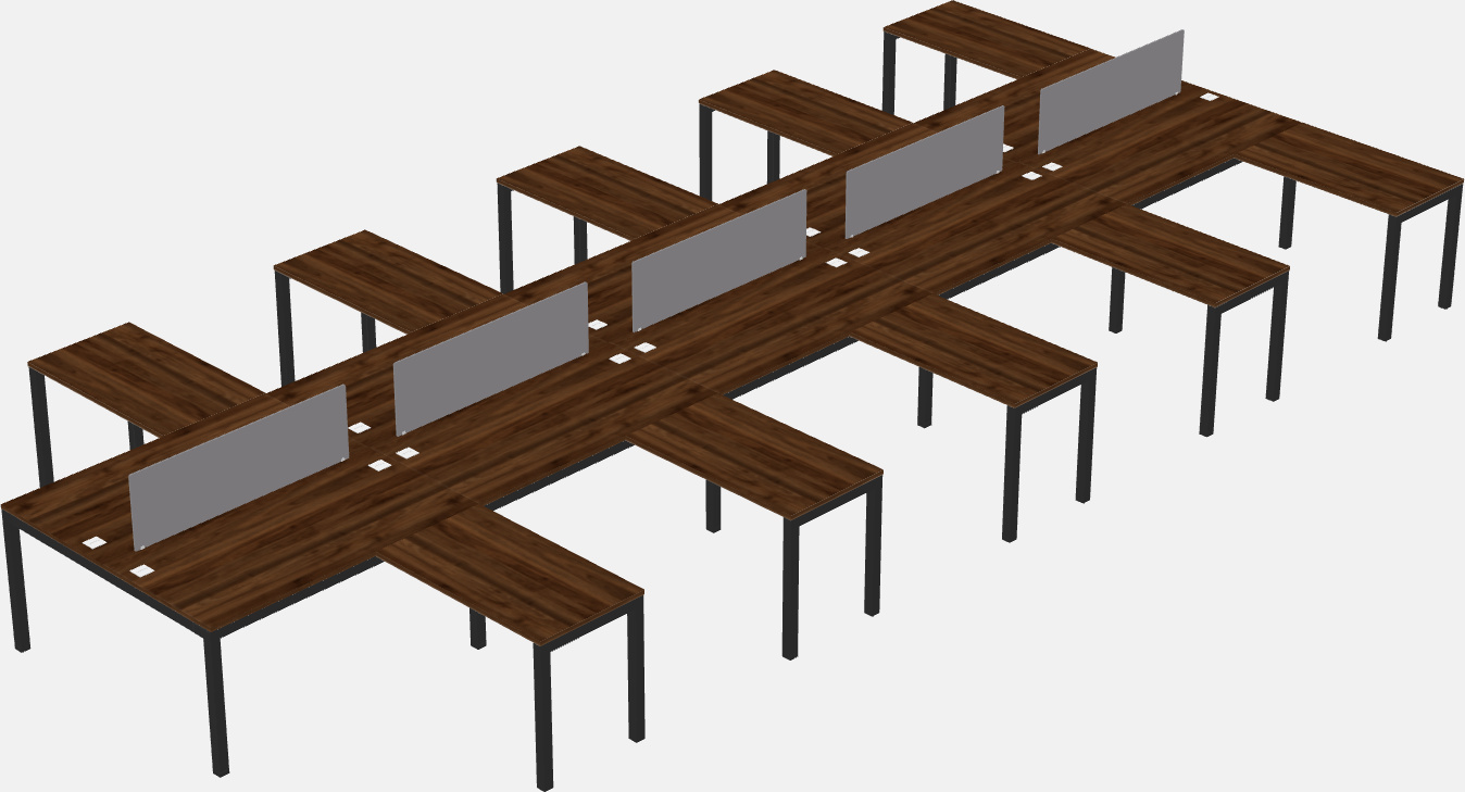 Nakabahaging l-shaped desk