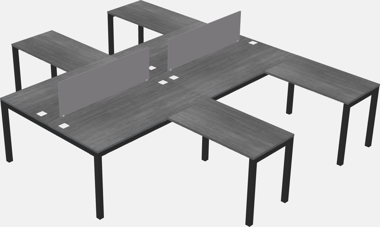 Nakabahaging l-shaped desk