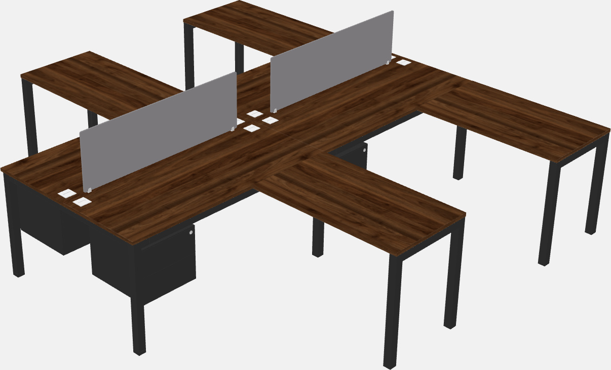 Nakabahaging l-shaped desk